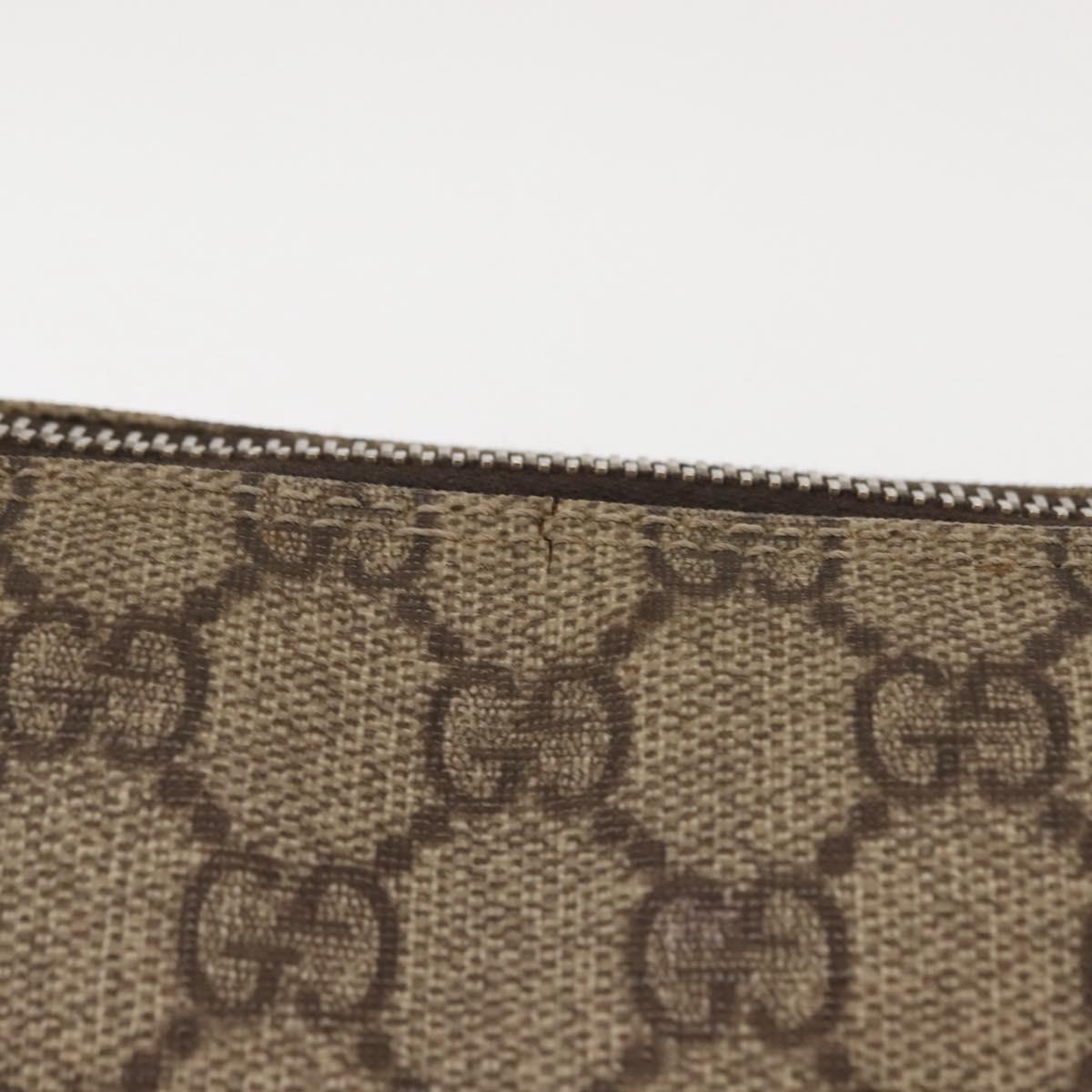 GUCCI GG Supreme Clutch Bag PVC Leather Beige Auth BA6768