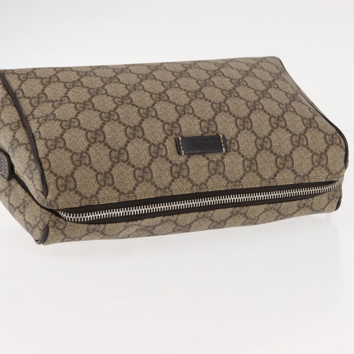 GUCCI GG Supreme Clutch Bag PVC Leather Beige Auth BA6768