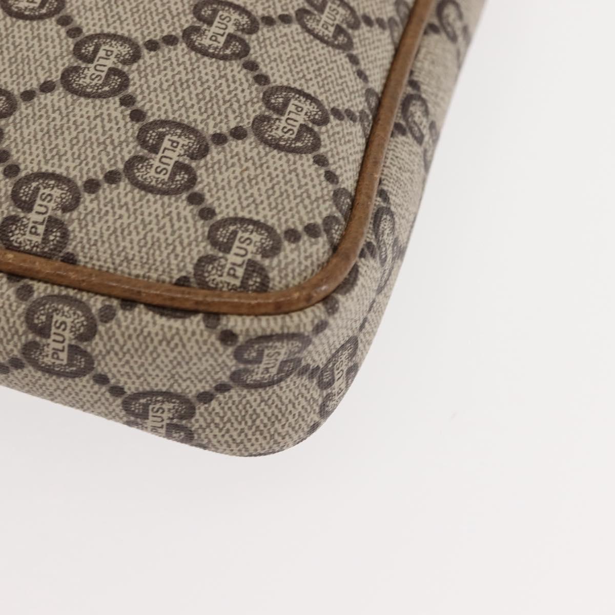 GUCCI GG PLUS Canvas Clutch Bag PVC Leather Beige Auth BA6769