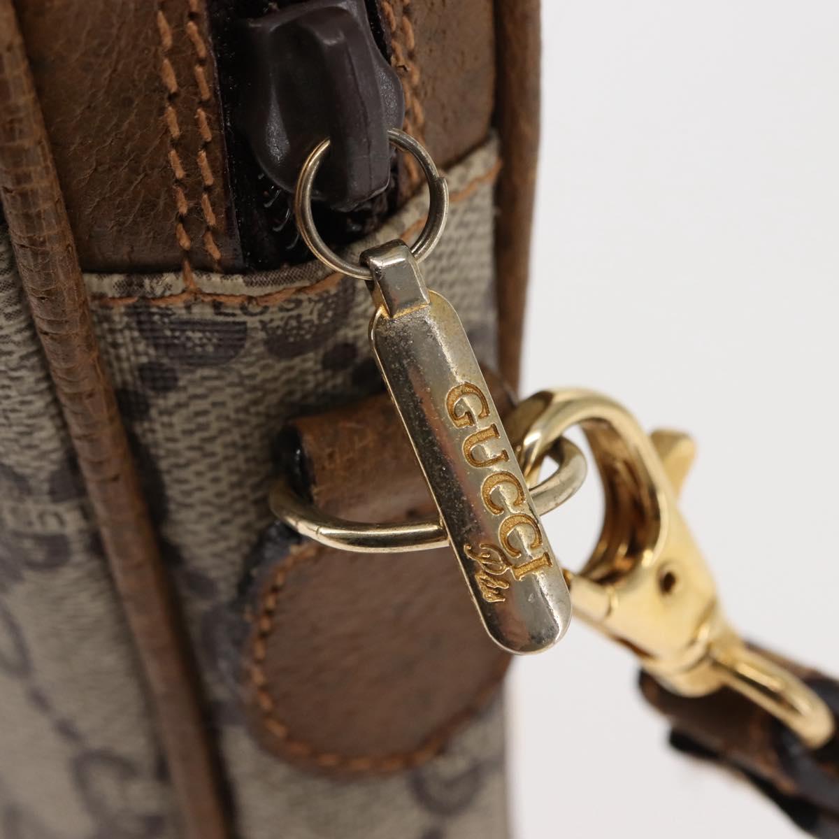 GUCCI GG PLUS Canvas Clutch Bag PVC Leather Beige Auth BA6769