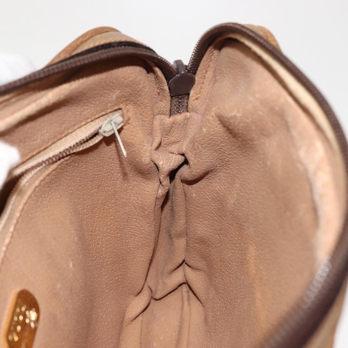 GUCCI GG PLUS Canvas Clutch Bag PVC Leather Beige Auth BA6769