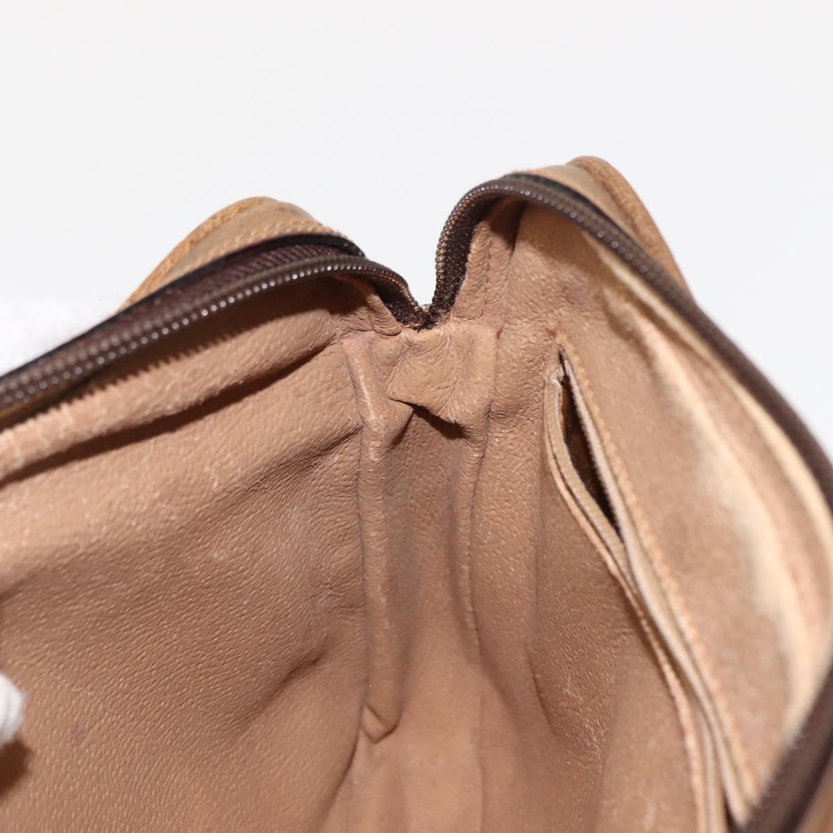 GUCCI GG PLUS Canvas Clutch Bag PVC Leather Beige Auth BA6769