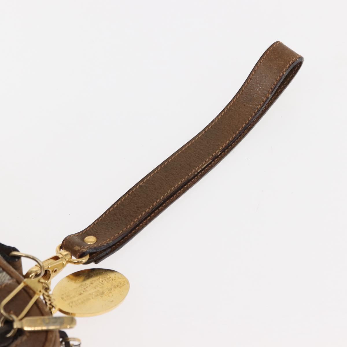 GUCCI GG PLUS Canvas Clutch Bag PVC Leather Beige Auth BA6769