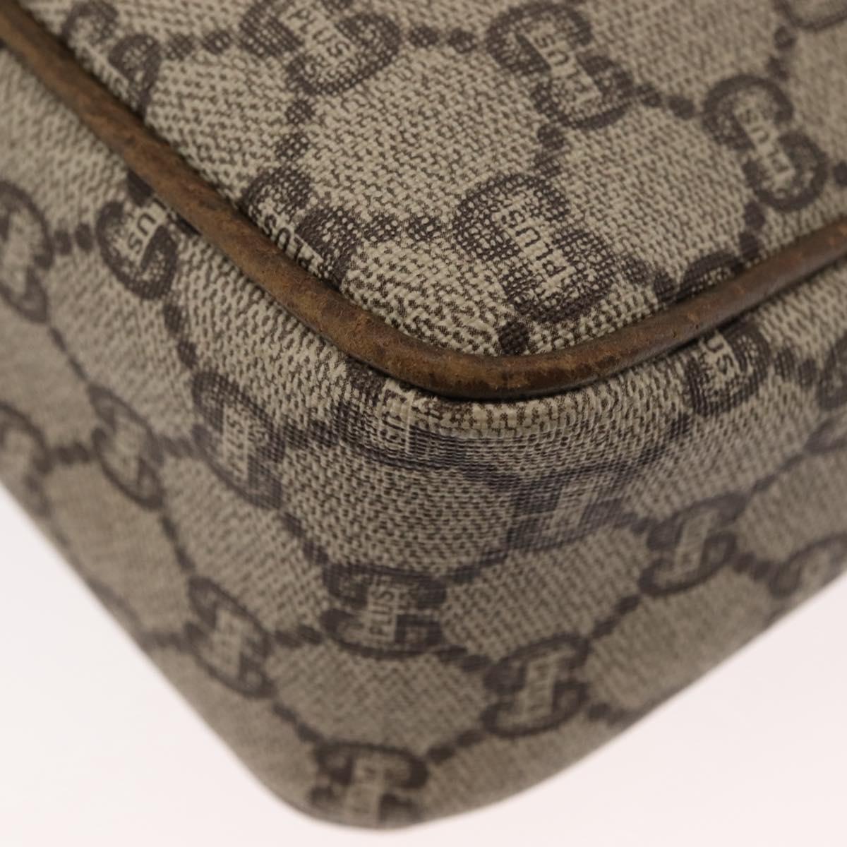 GUCCI GG PLUS Canvas Shoulder Bag PVC Leather Beige Auth BA6771