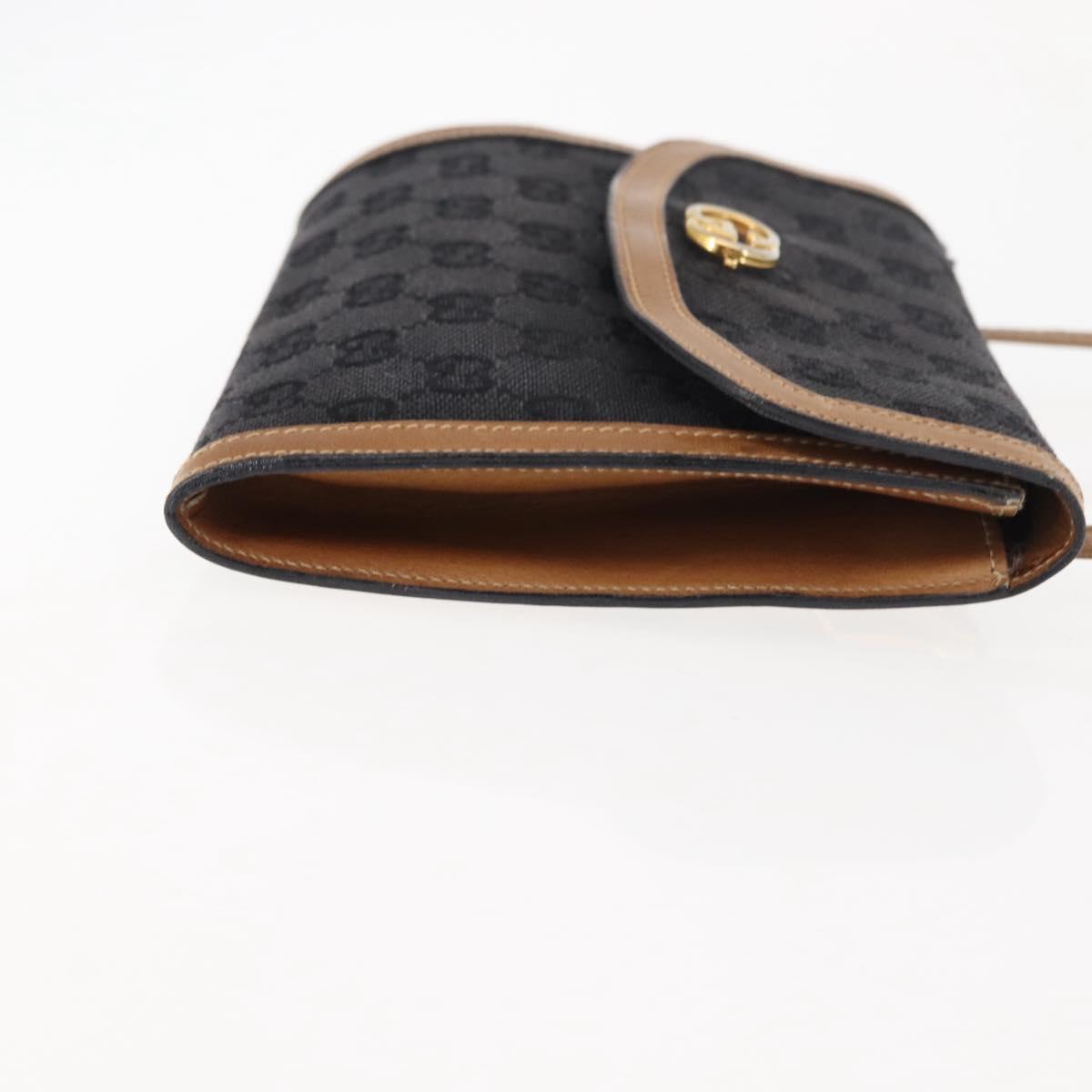 GUCCI GG Canvas Shoulder Bag Canvas Black Brown Auth BA6774