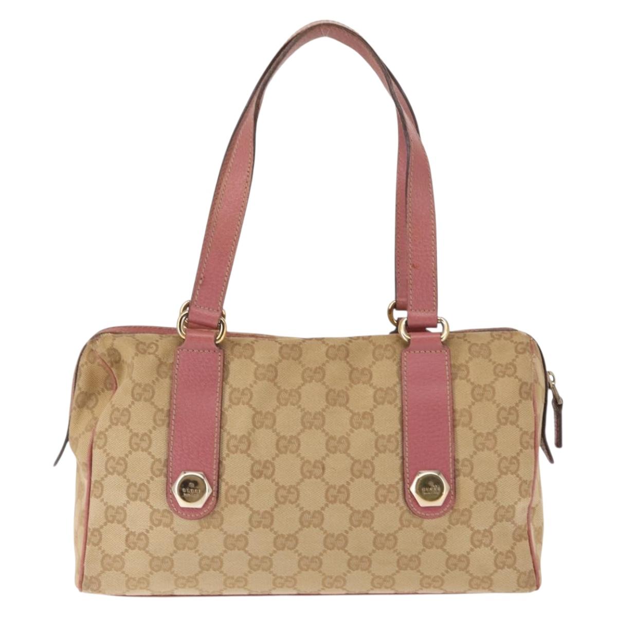 GUCCI GG Canvas Shoulder Bag Beige Gold 152457 Auth BA6775