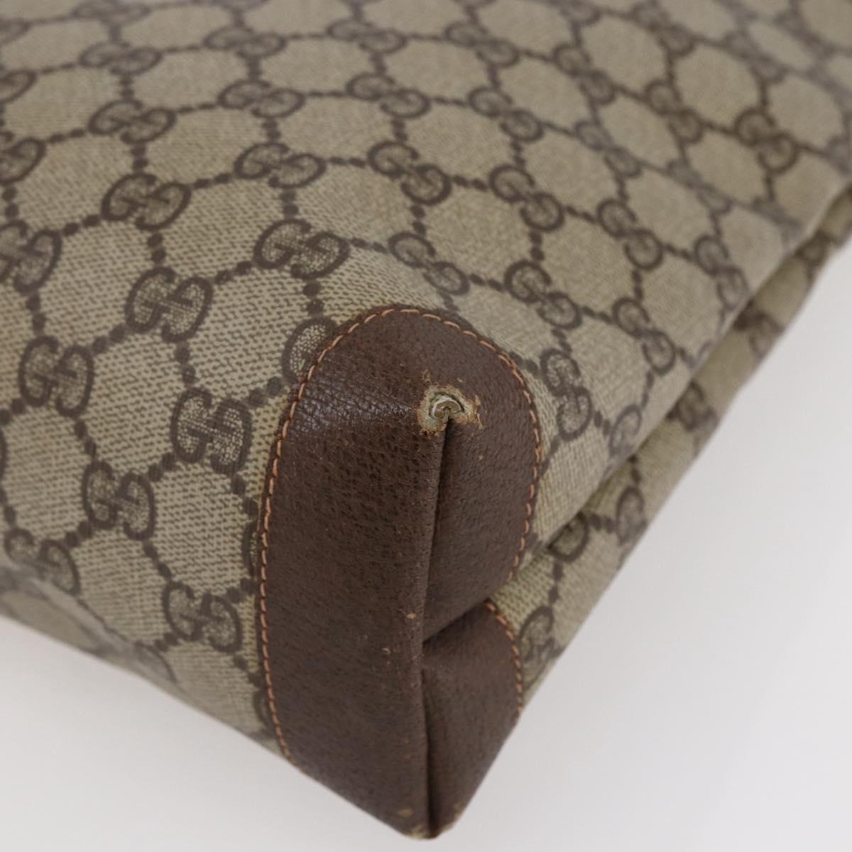 GUCCI GG Supreme Hand Bag PVC Beige Gold 156 02 905 Auth BA6783