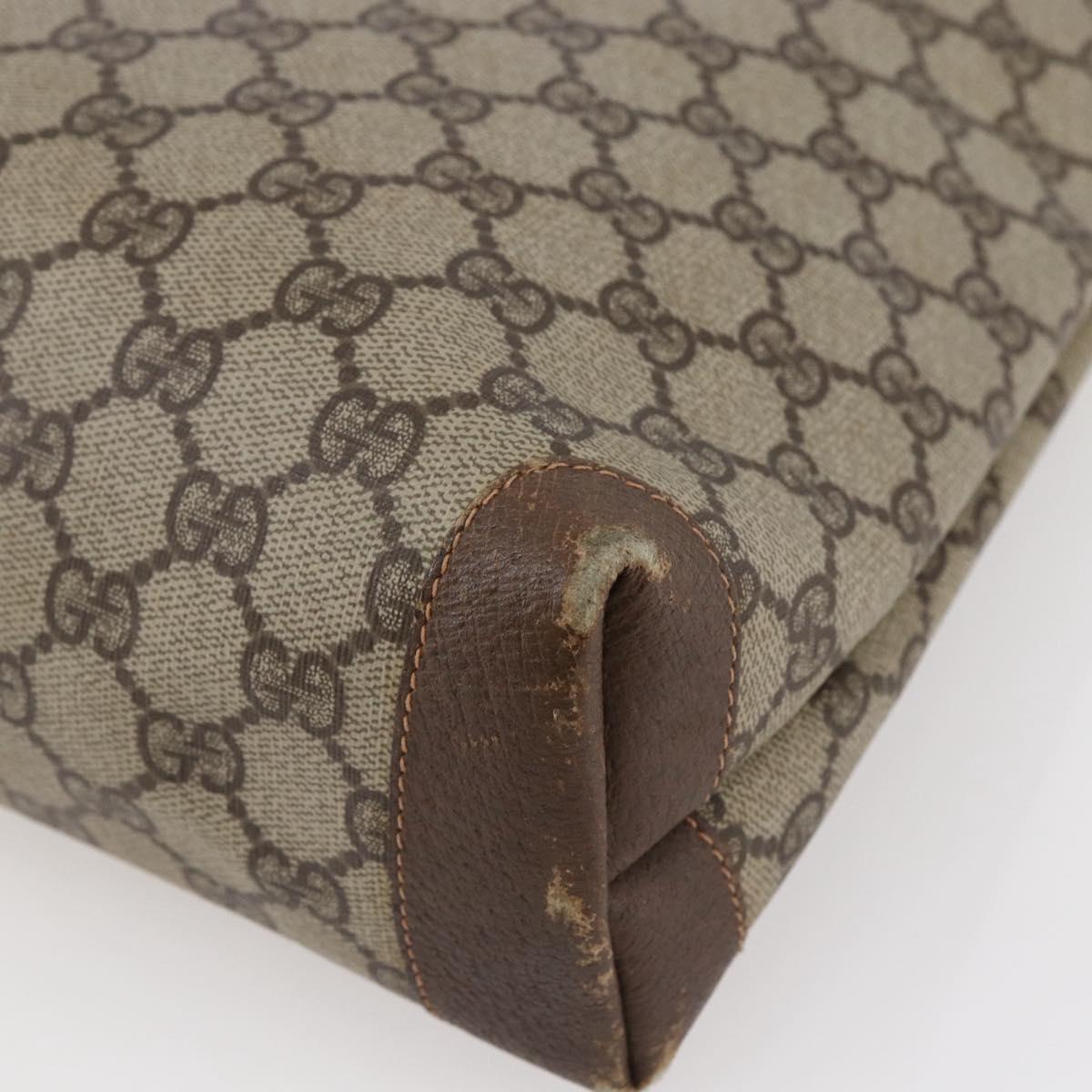 GUCCI GG Supreme Hand Bag PVC Beige Gold 156 02 905 Auth BA6783