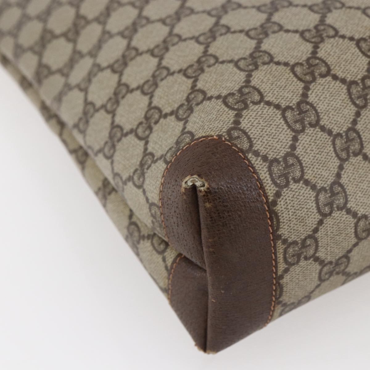 GUCCI GG Supreme Hand Bag PVC Beige Gold 156 02 905 Auth BA6783