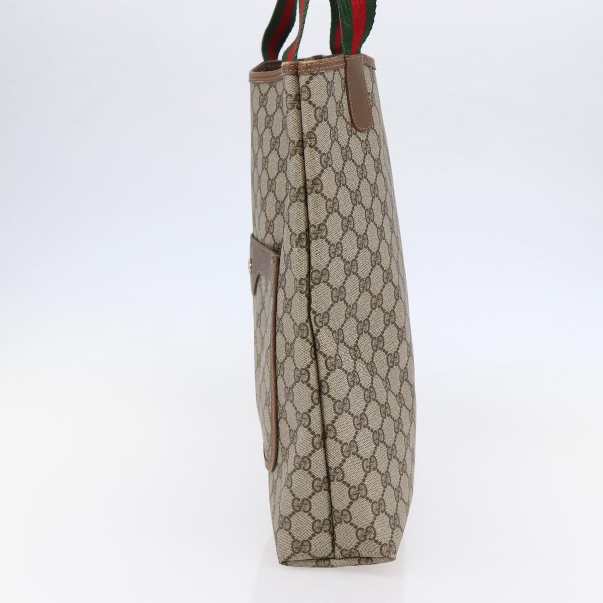 GUCCI GG Supreme Web Sherry Line Hand Bag PVC Beige Gold 39 02 003 Auth BA6784