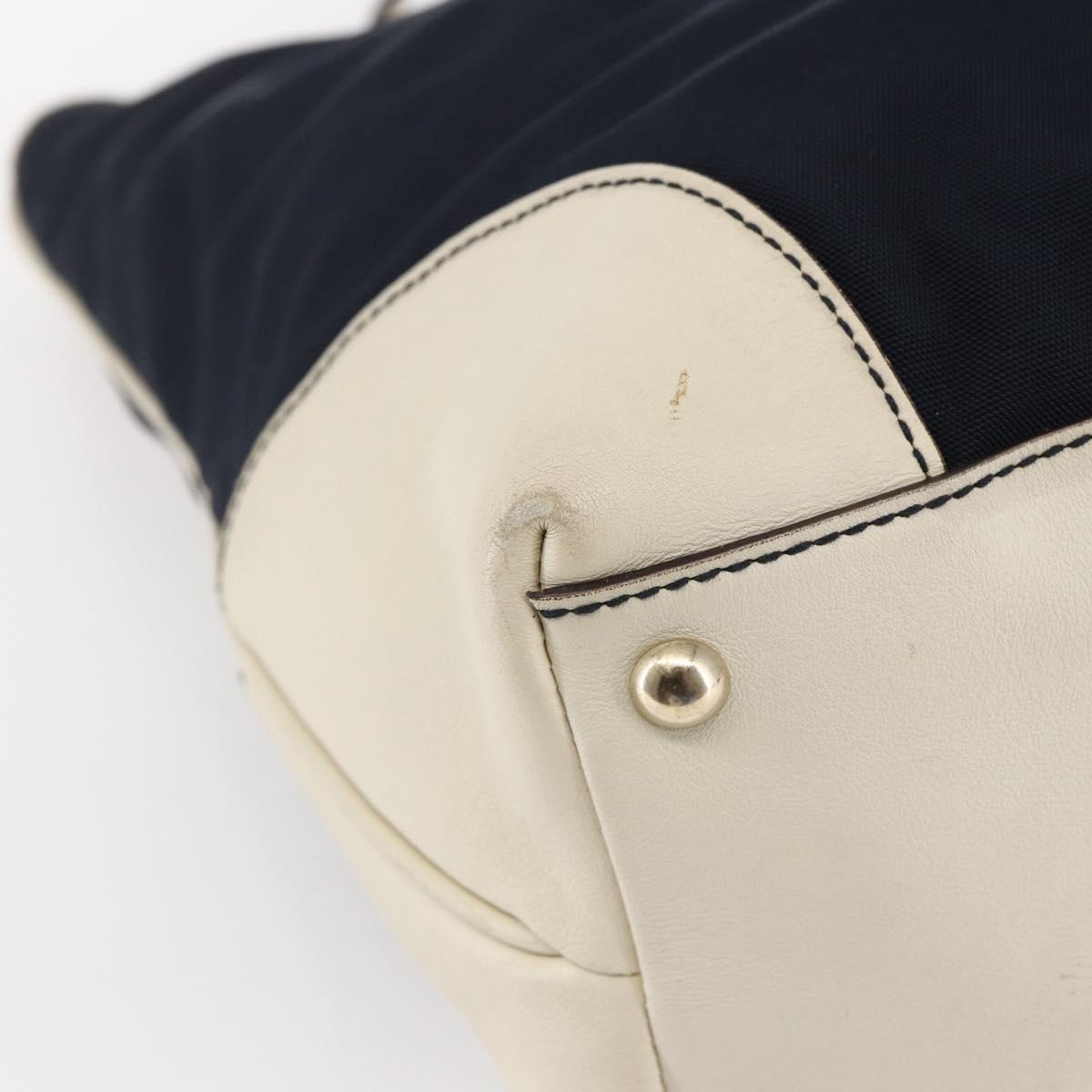 GUCCI Tote Bag Nylon Leather Navy 170008 Auth BA6786