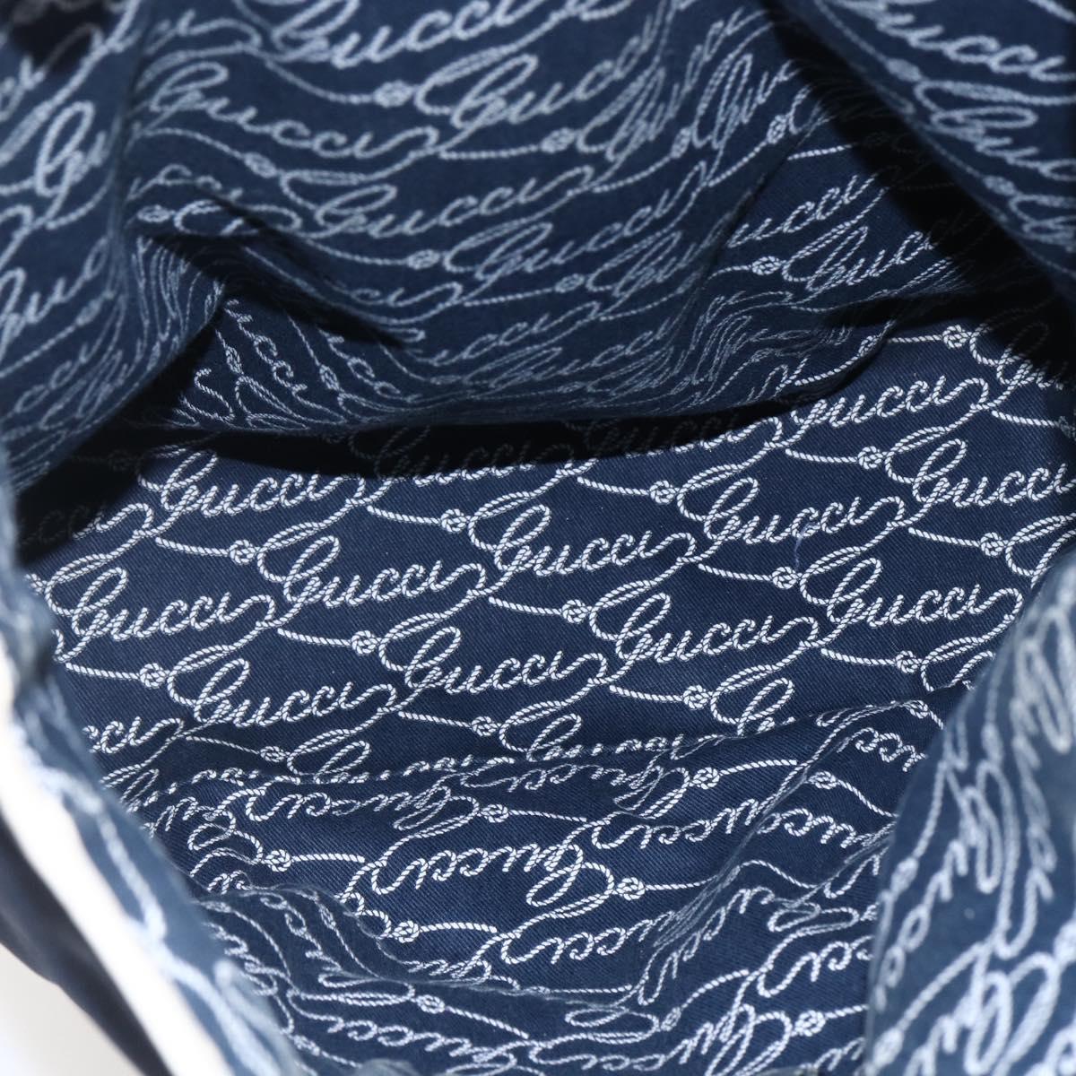 GUCCI Tote Bag Nylon Leather Navy 170008 Auth BA6786