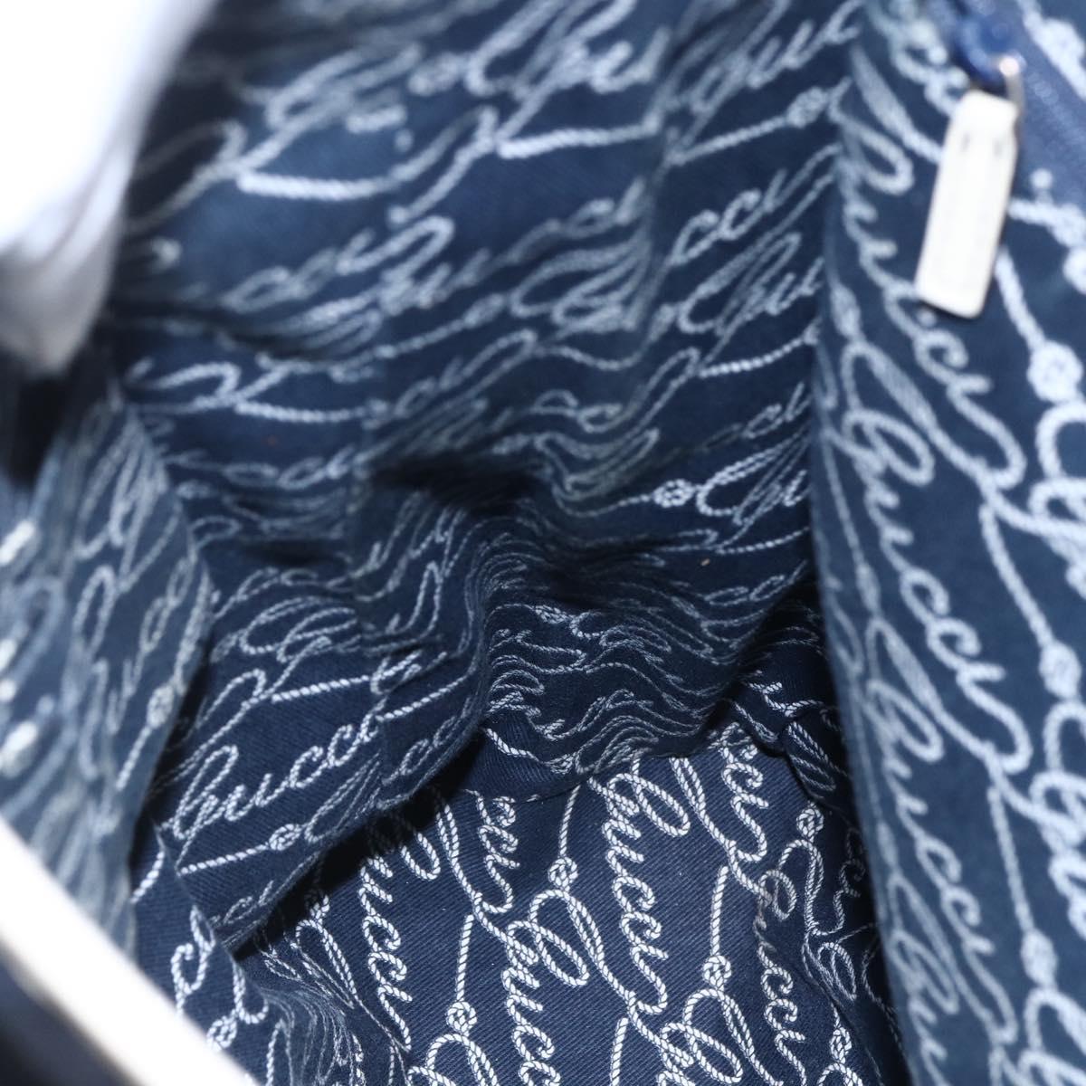 GUCCI Tote Bag Nylon Leather Navy 170008 Auth BA6786