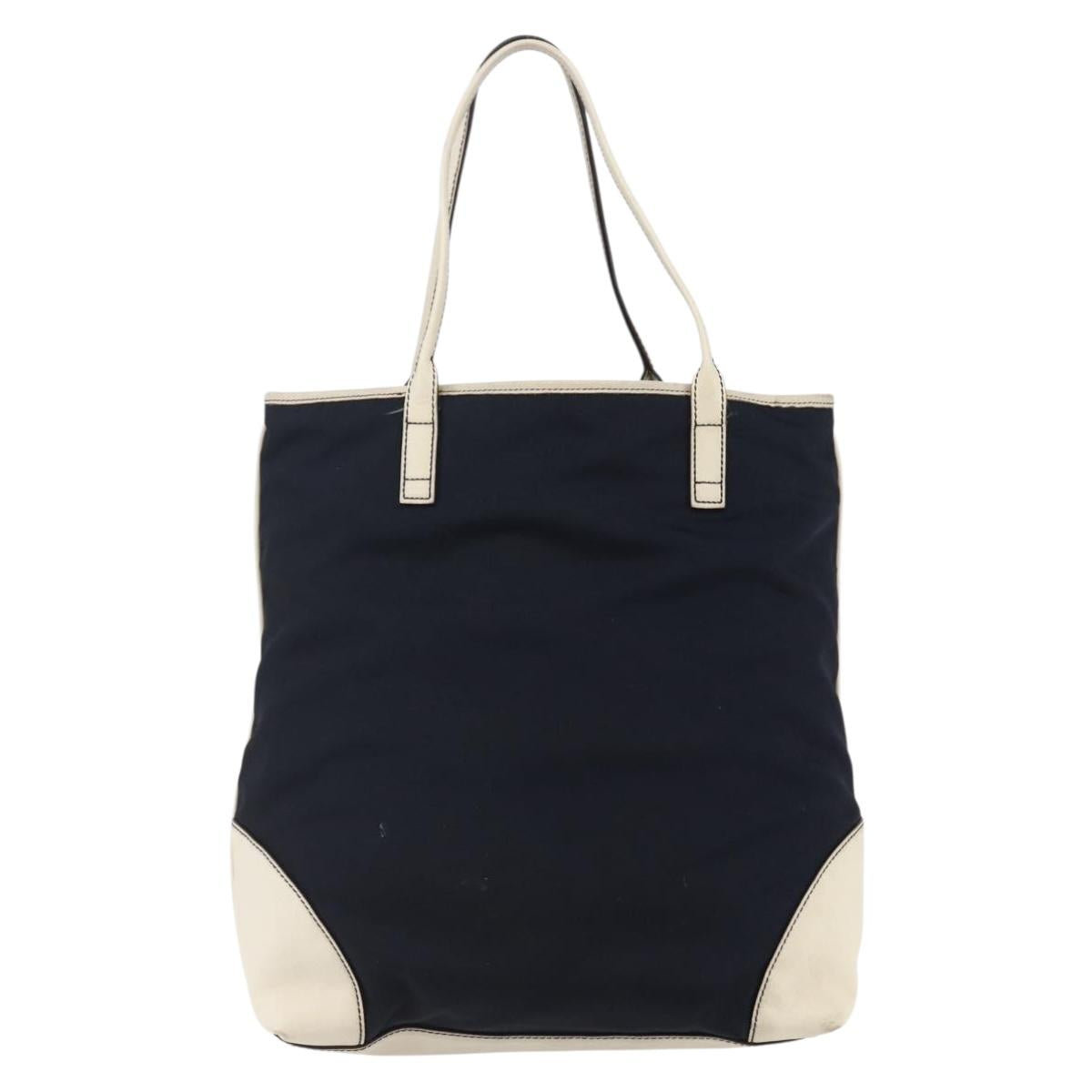 GUCCI Tote Bag Nylon Leather Navy 170008 Auth BA6786