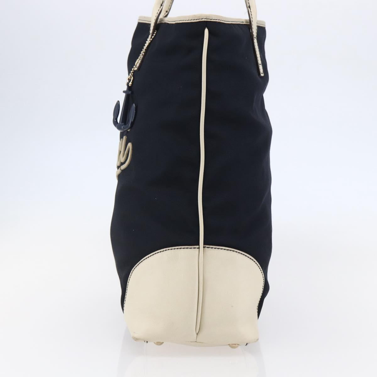 GUCCI Tote Bag Nylon Leather Navy 170008 Auth BA6786