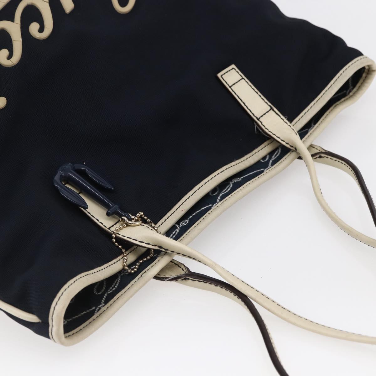 GUCCI Tote Bag Nylon Leather Navy 170008 Auth BA6786