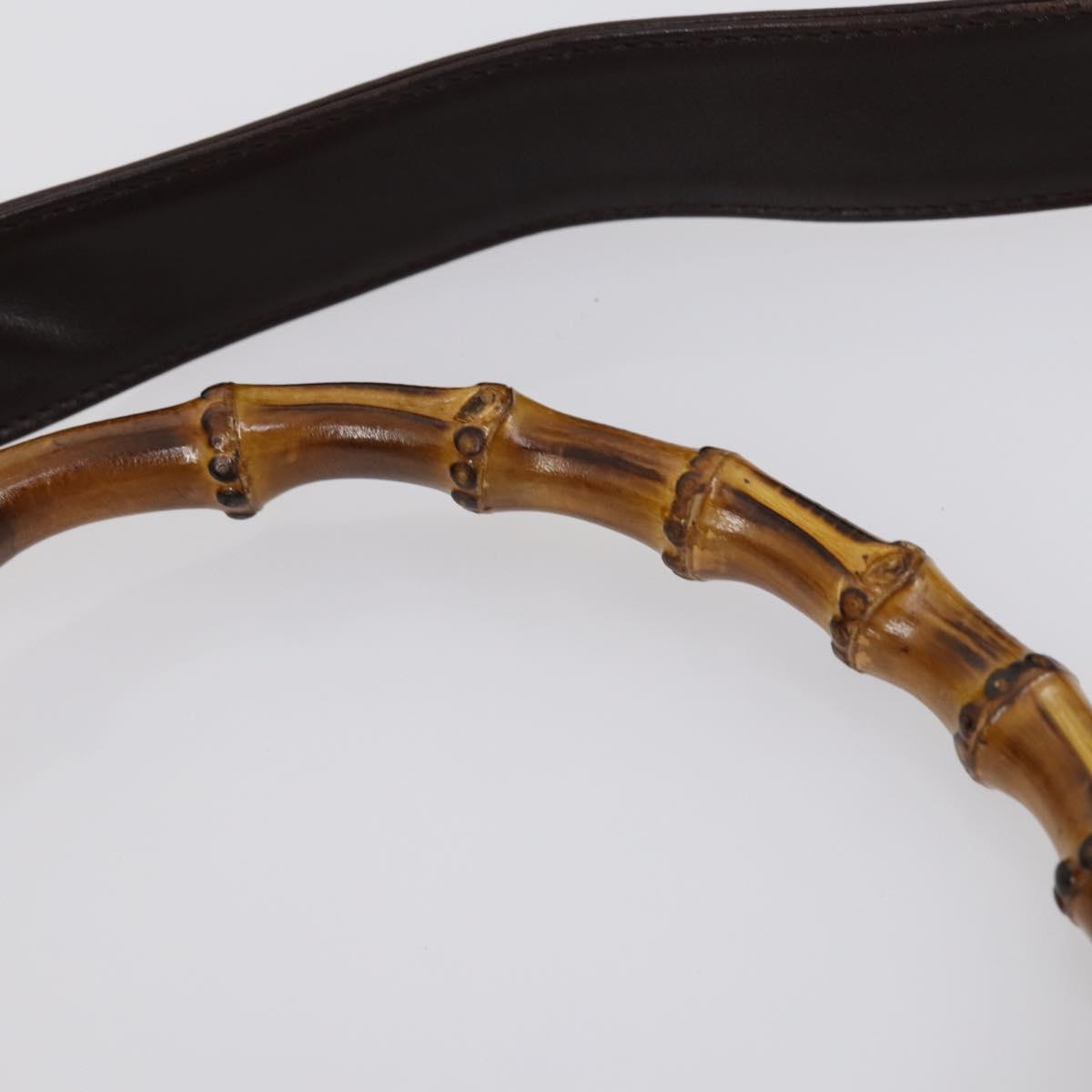 GUCCI Bamboo Hand Bag Leather 2way Brown Auth BA6789