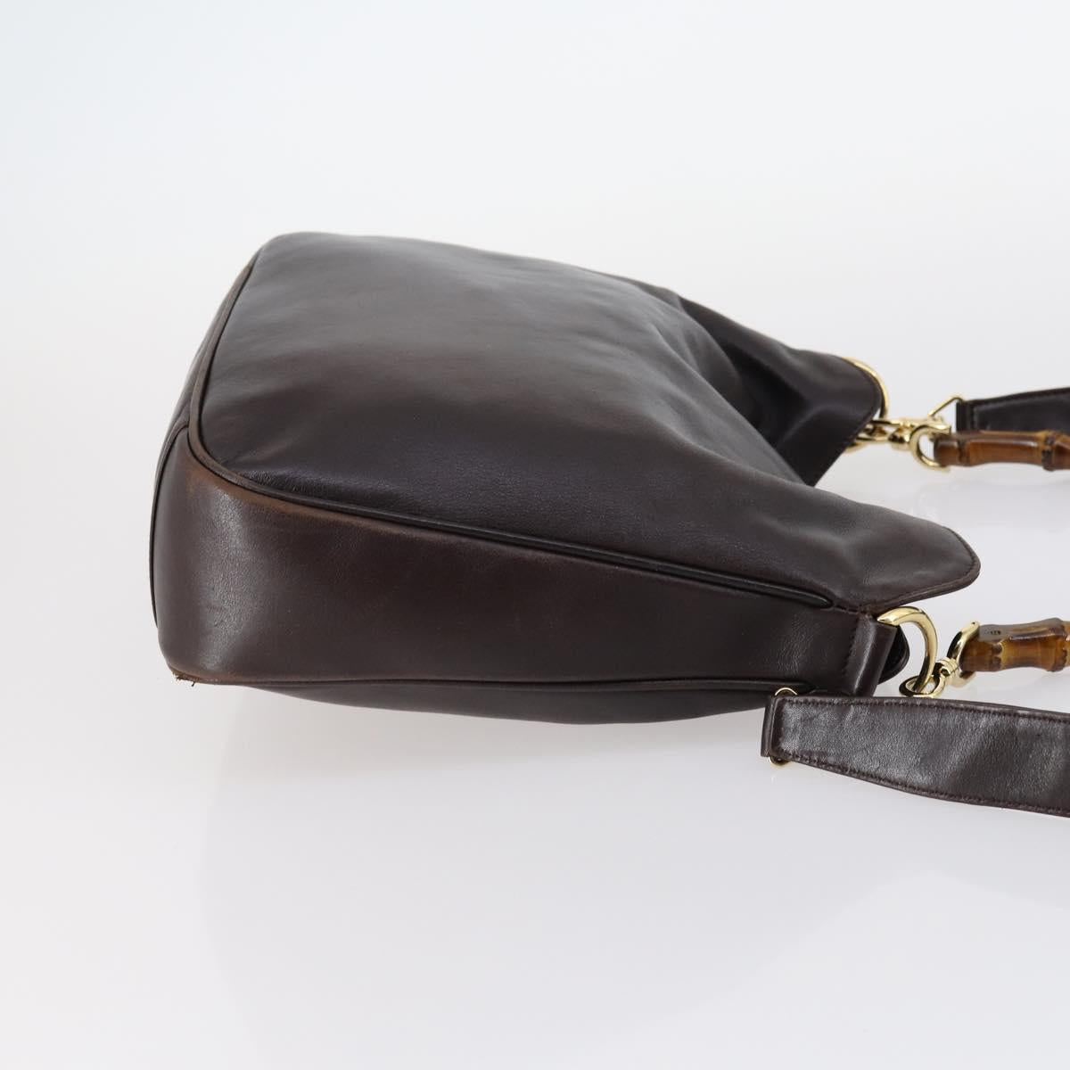 GUCCI Bamboo Hand Bag Leather 2way Brown Auth BA6789