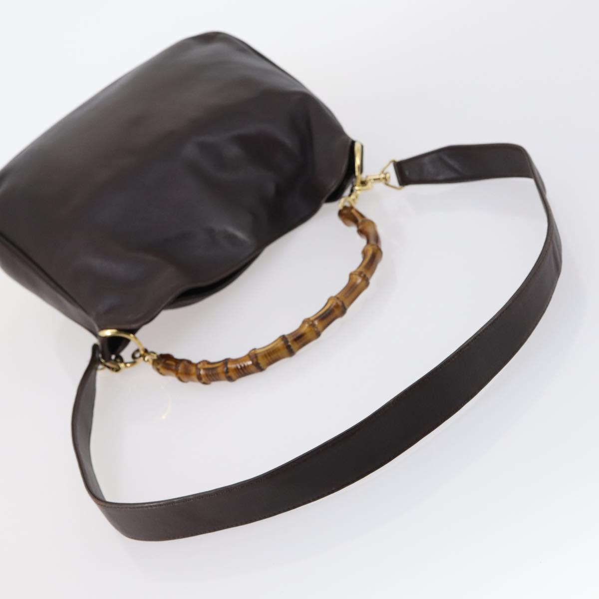 GUCCI Bamboo Hand Bag Leather 2way Brown Auth BA6789