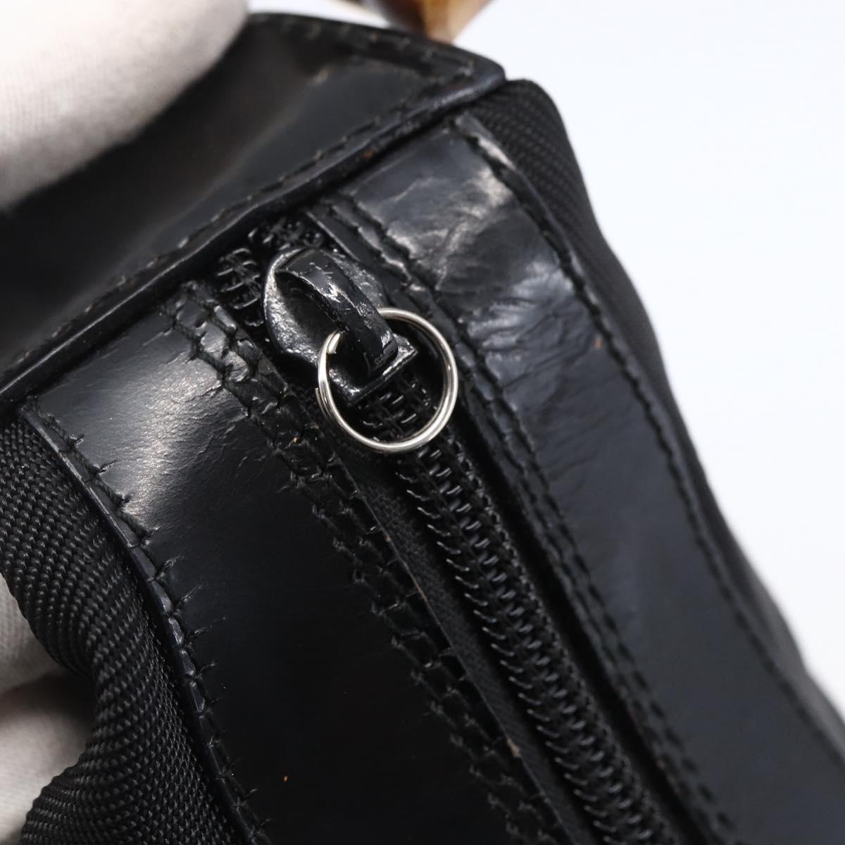 GUCCI Bamboo Hand Bag Nylon Black Silver 000 0531 Auth BA6790
