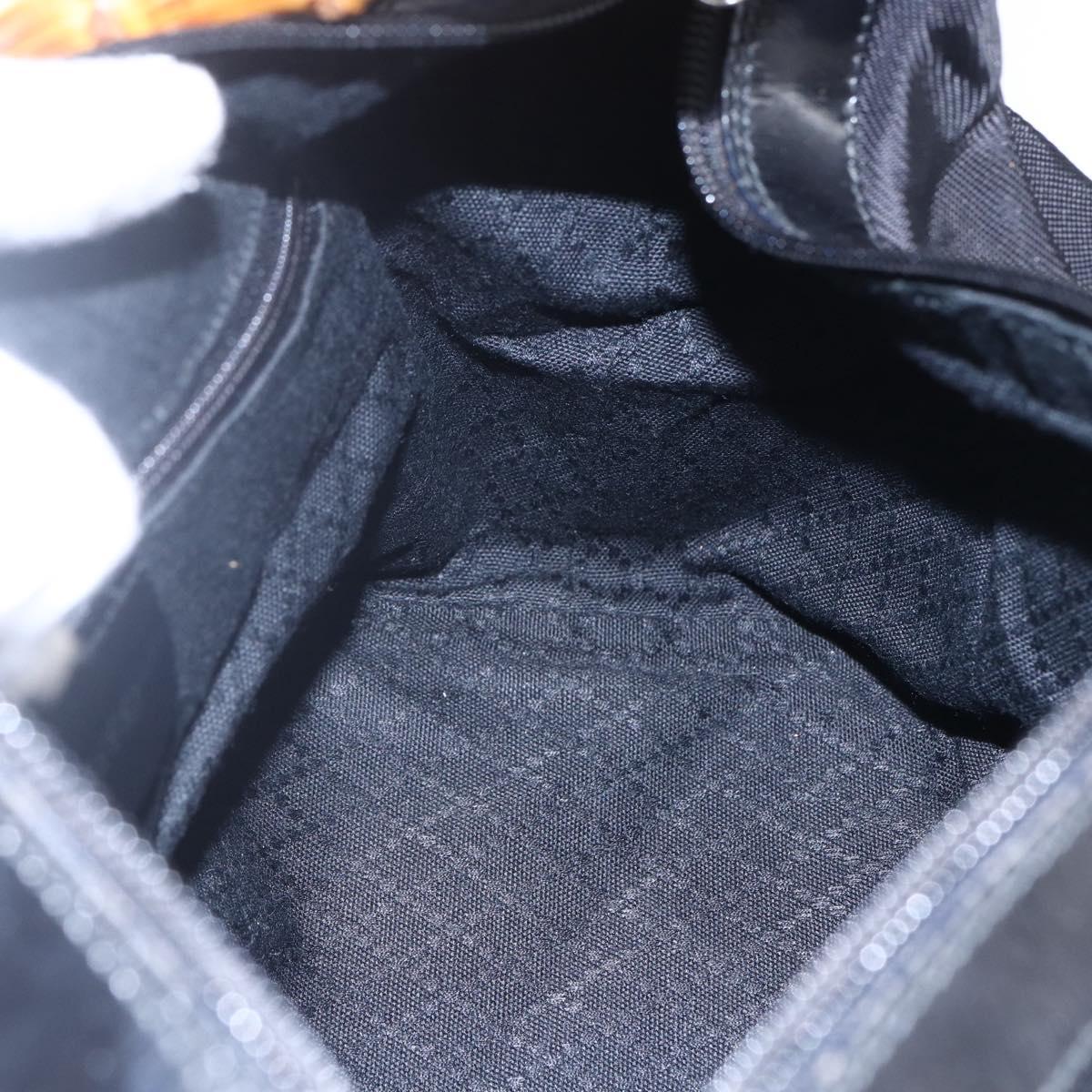 GUCCI Bamboo Hand Bag Nylon Black Silver 000 0531 Auth BA6790