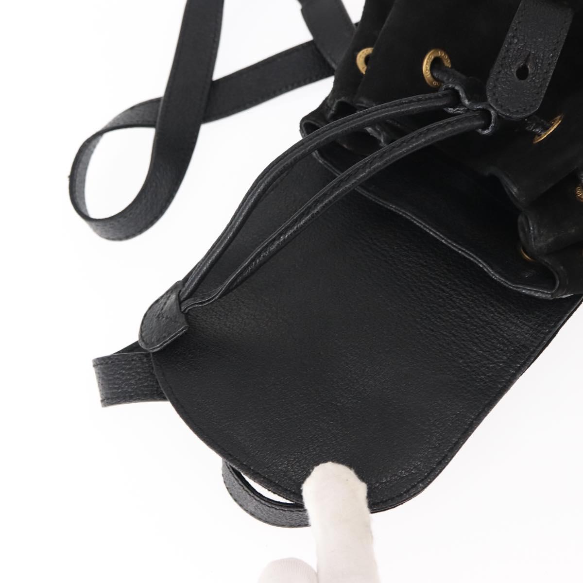 GUCCI Bamboo Backpack Suede Leather Black Auth BA6791