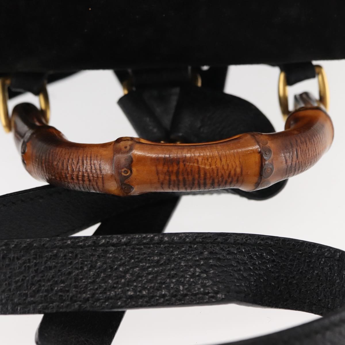 GUCCI Bamboo Backpack Suede Leather Black Auth BA6791