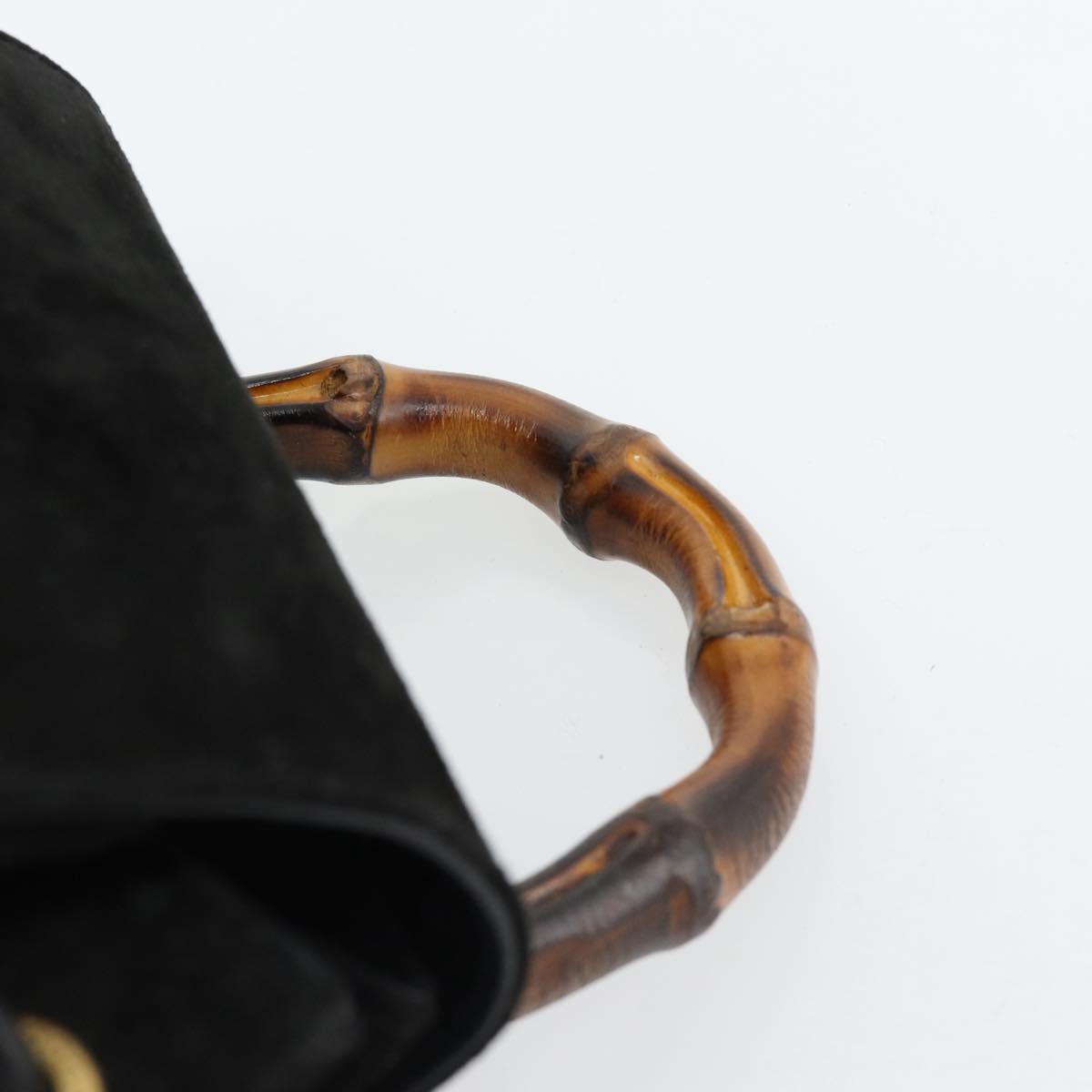GUCCI Bamboo Backpack Suede Leather Black Auth BA6791