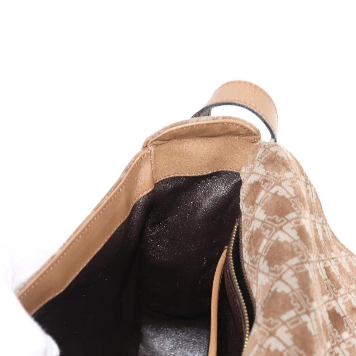 Salvatore Ferragamo Shoulder Bag Suede Beige Auth ba6792