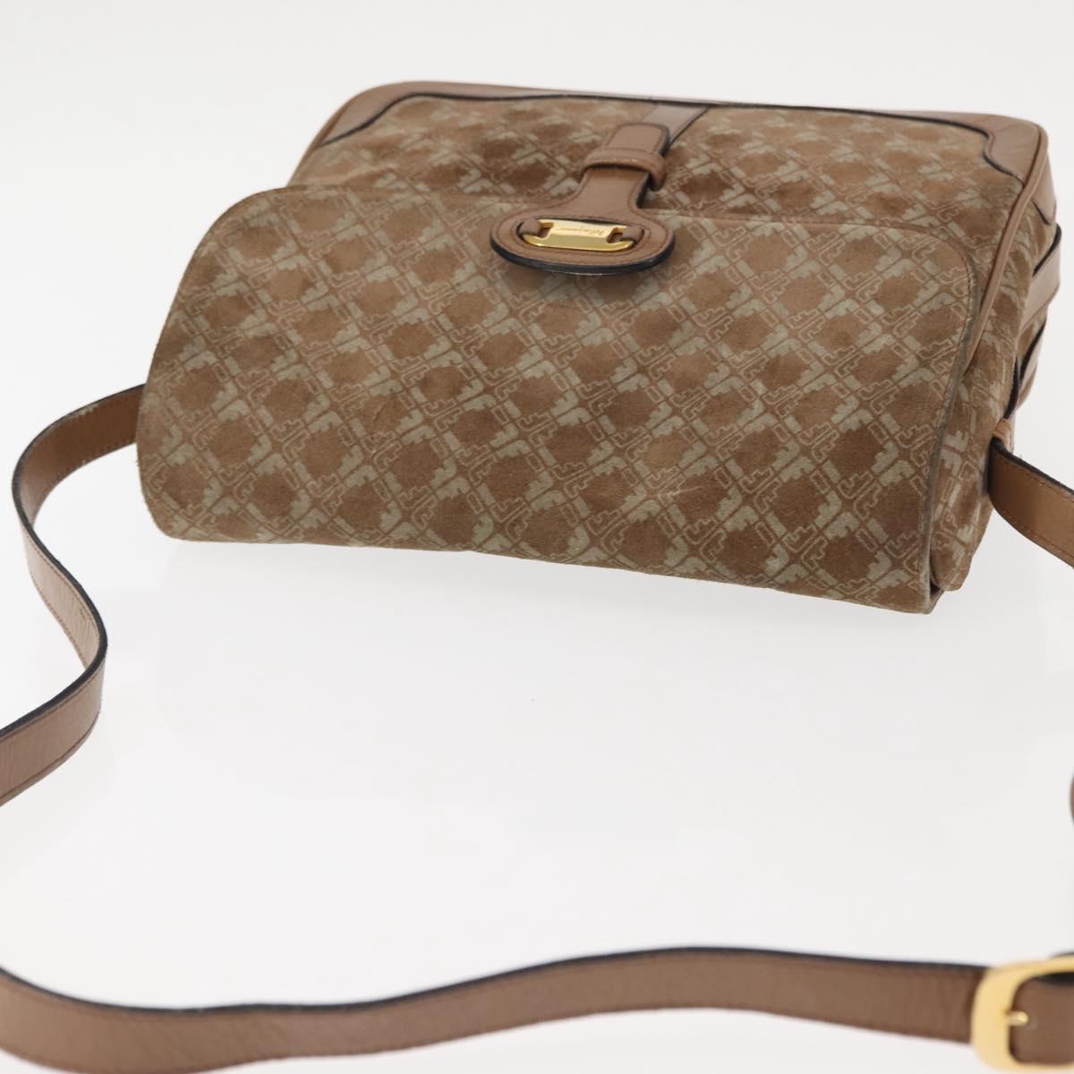 Salvatore Ferragamo Shoulder Bag Suede Beige Auth ba6792