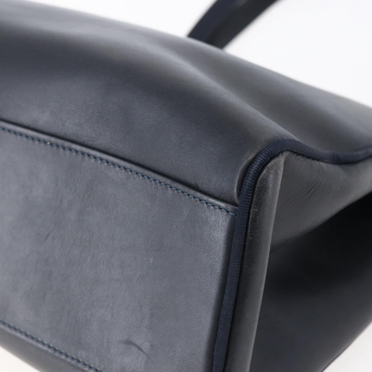 Salvatore Ferragamo Vala Tote Bag Leather Navy Auth ba6794