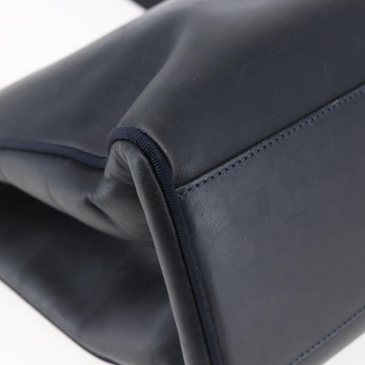 Salvatore Ferragamo Vala Tote Bag Leather Navy Auth ba6794