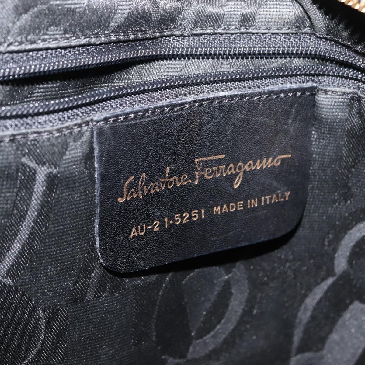 Salvatore Ferragamo Vala Hand Bag Canvas 2way Black Auth BA6795