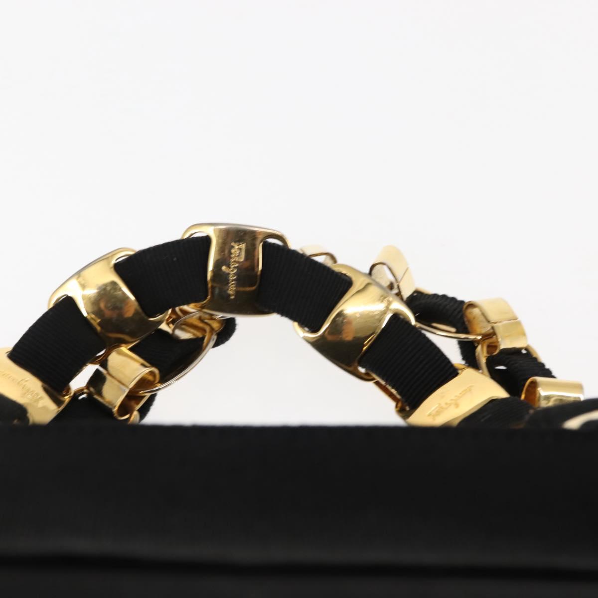 Salvatore Ferragamo Vala Hand Bag Canvas 2way Black Auth BA6795