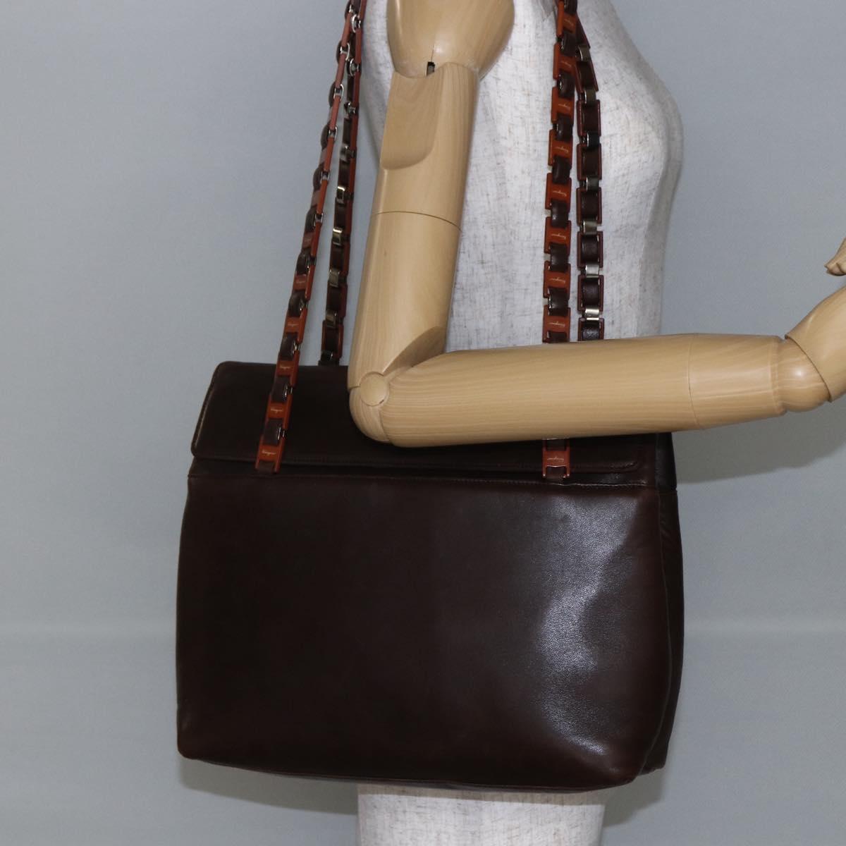 Salvatore Ferragamo Shoulder Bag Leather Brown Auth BA6796