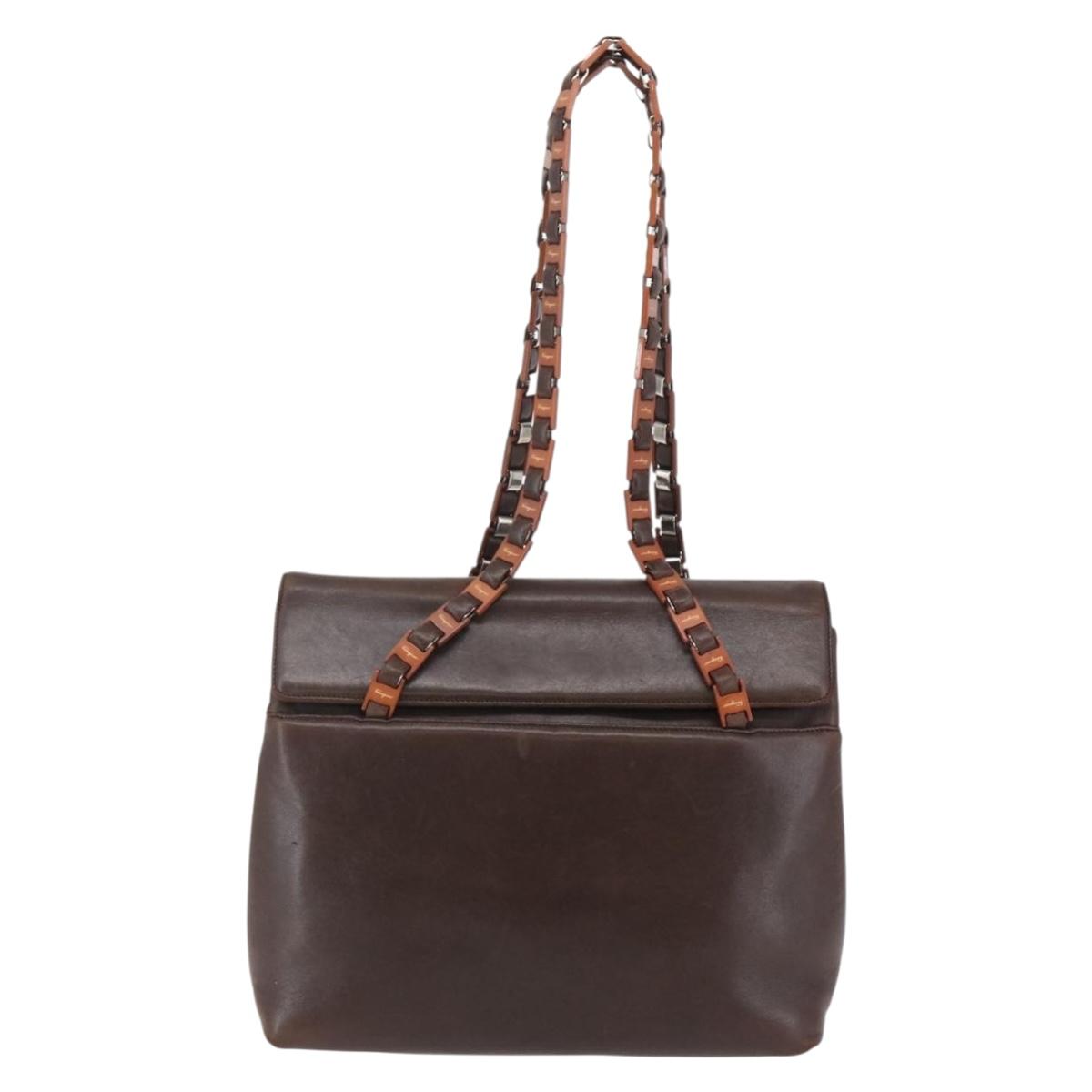 Salvatore Ferragamo Shoulder Bag Leather Brown Auth BA6796