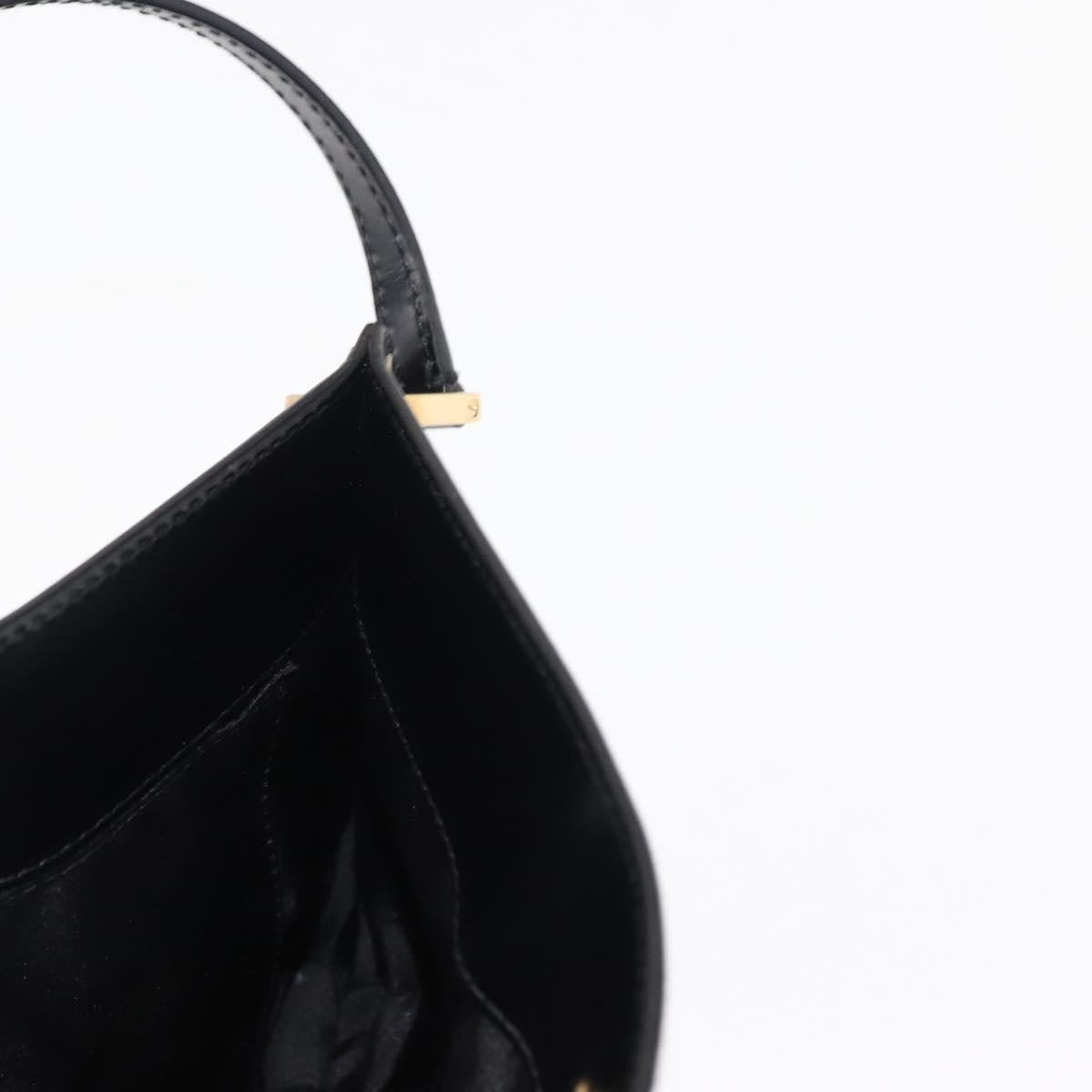 Salvatore Ferragamo Gancini Shoulder Bag Leather Black White Auth BA6797