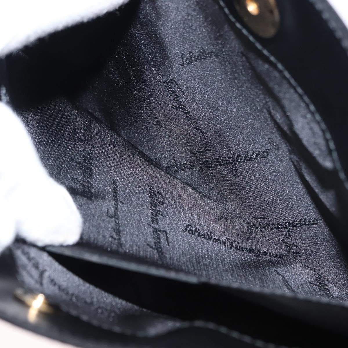 Salvatore Ferragamo Gancini Shoulder Bag Leather Black White Auth BA6797