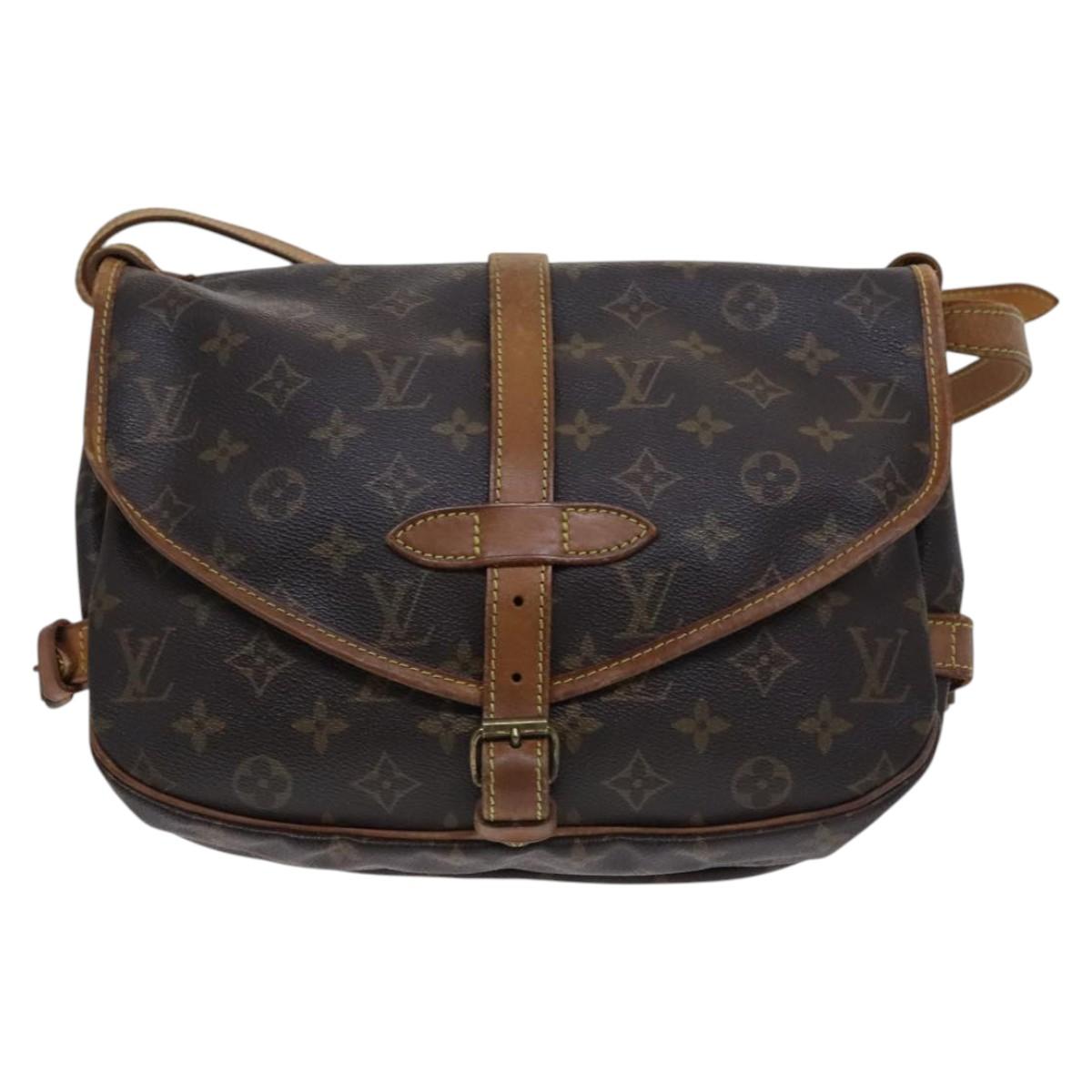 LOUIS VUITTON Monogram Saumur 30 Shoulder Bag M42256 LV Auth BA680