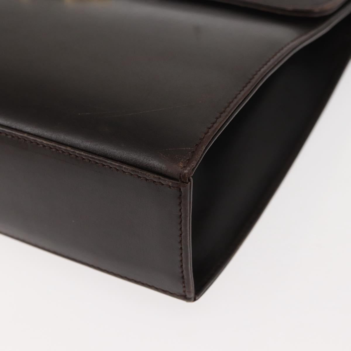 Salvatore Ferragamo Gancini Shoulder Bag Leather Brown Auth BA6800