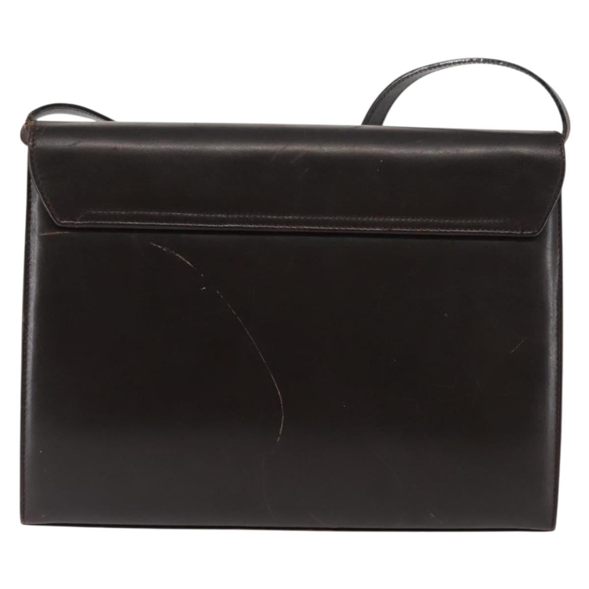 Salvatore Ferragamo Gancini Shoulder Bag Leather Brown Auth BA6800