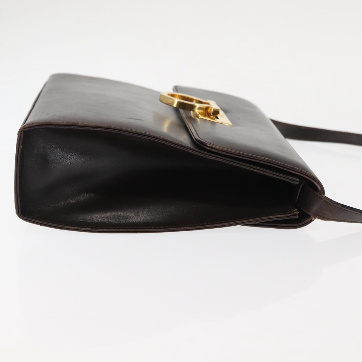 Salvatore Ferragamo Gancini Shoulder Bag Leather Brown Auth BA6800