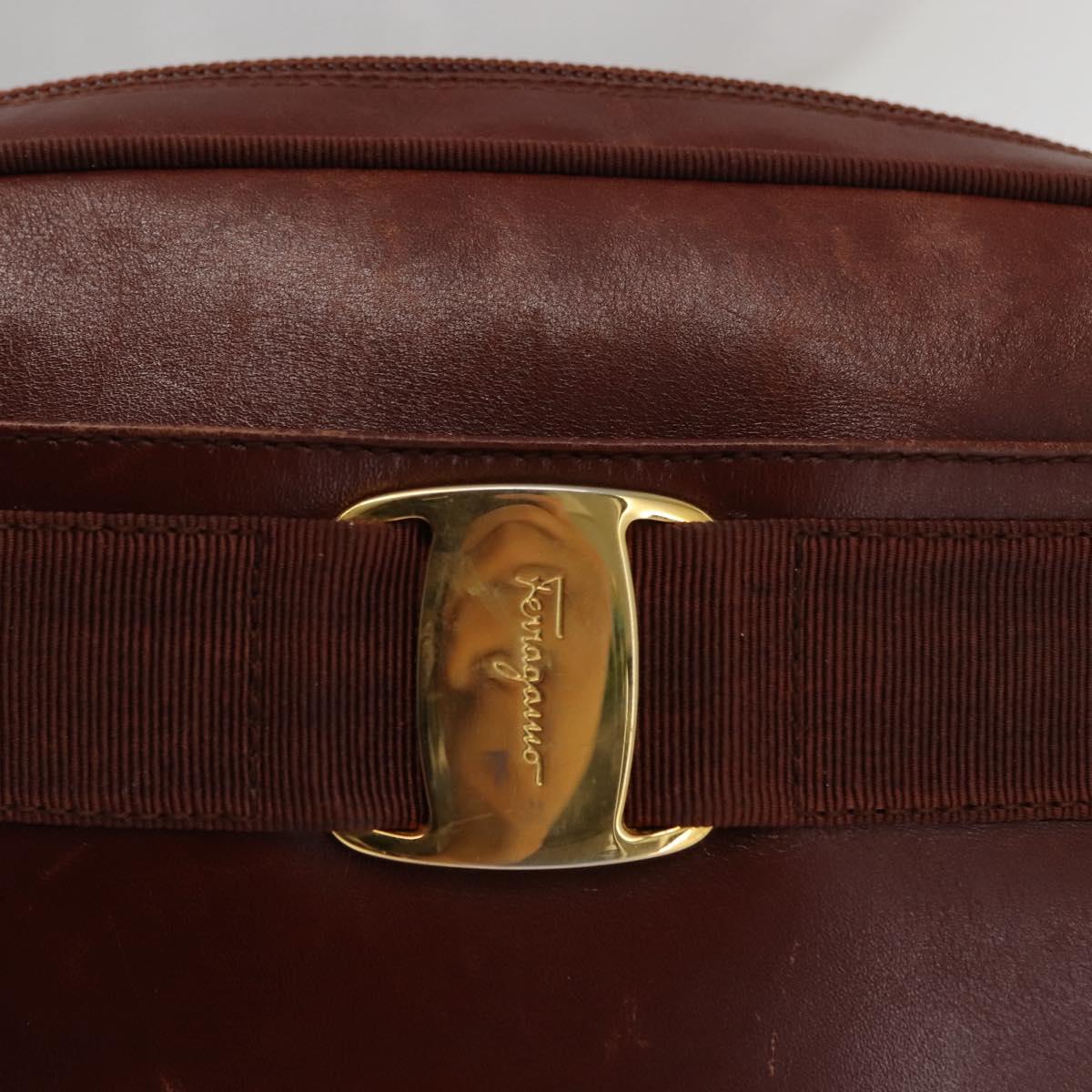 Salvatore Ferragamo Vala Shoulder Bag Leather Brown Auth BA6801