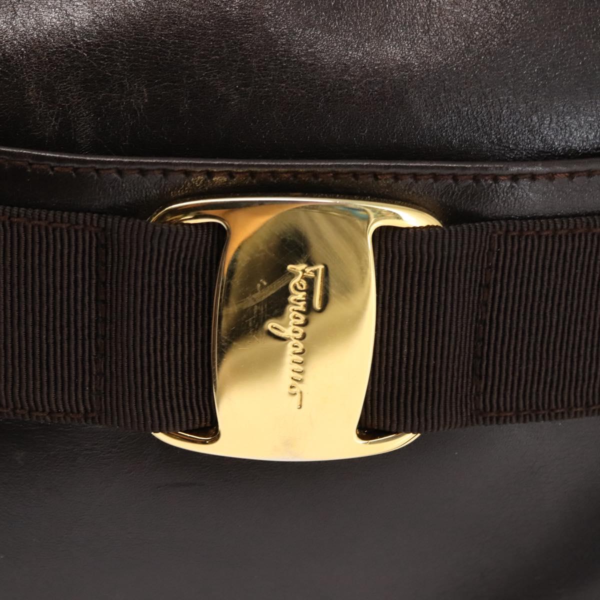 Salvatore Ferragamo Vala Shoulder Bag Leather Brown Auth BA6802