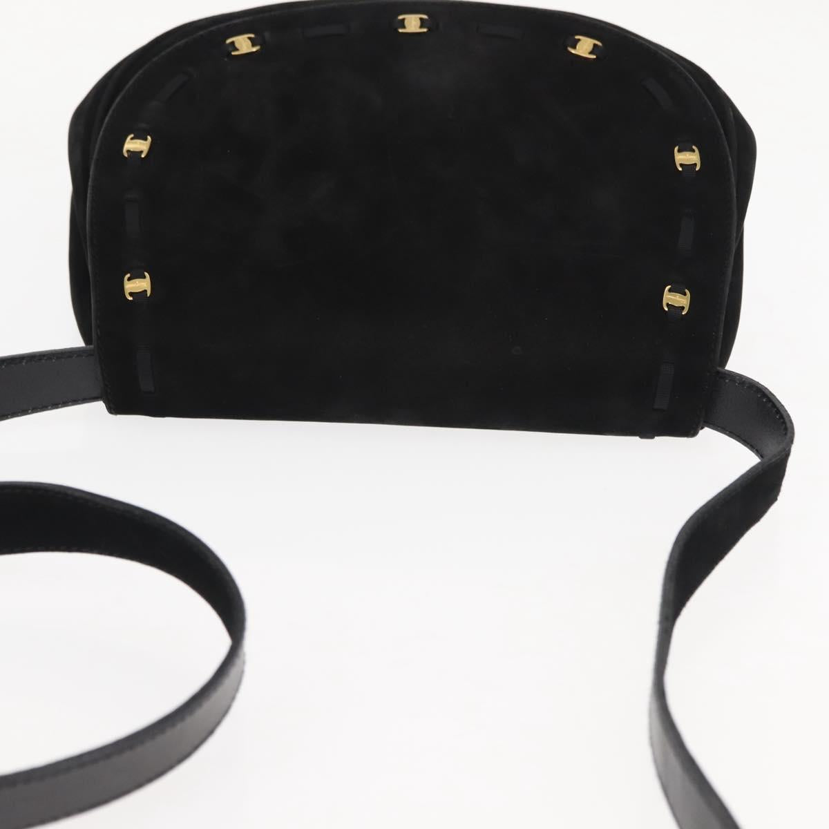 Salvatore Ferragamo Vala Shoulder Bag Suede Black Auth BA6803