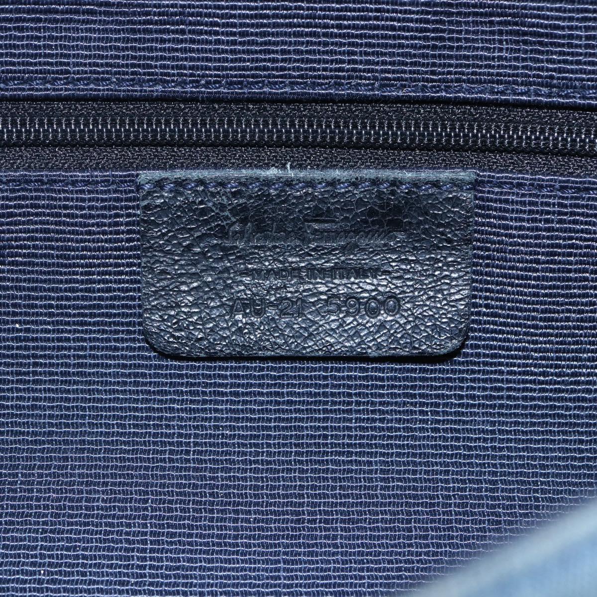 Salvatore Ferragamo Gancini Shoulder Bag Canvas Blue Auth BA6804