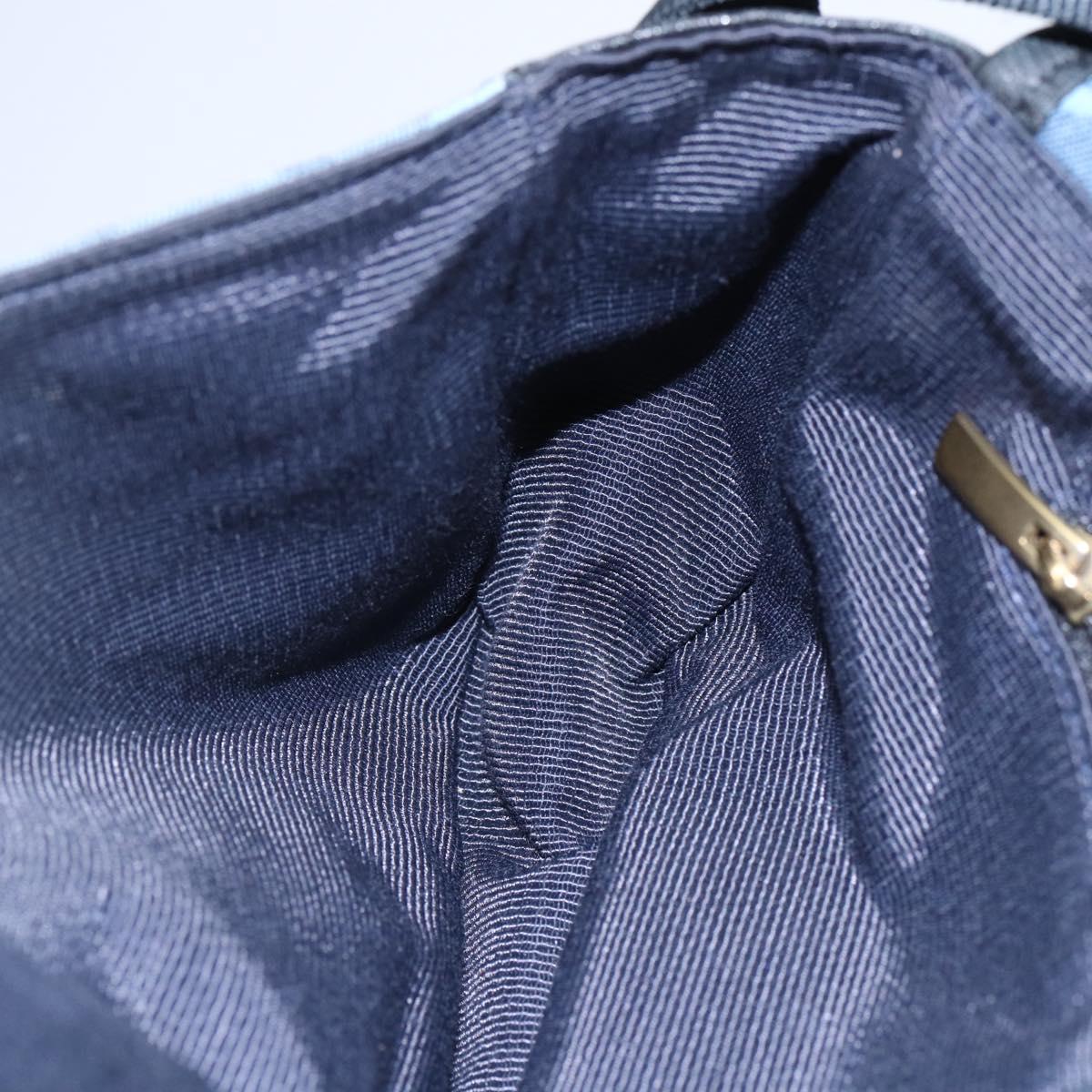 Salvatore Ferragamo Gancini Shoulder Bag Canvas Blue Auth BA6804