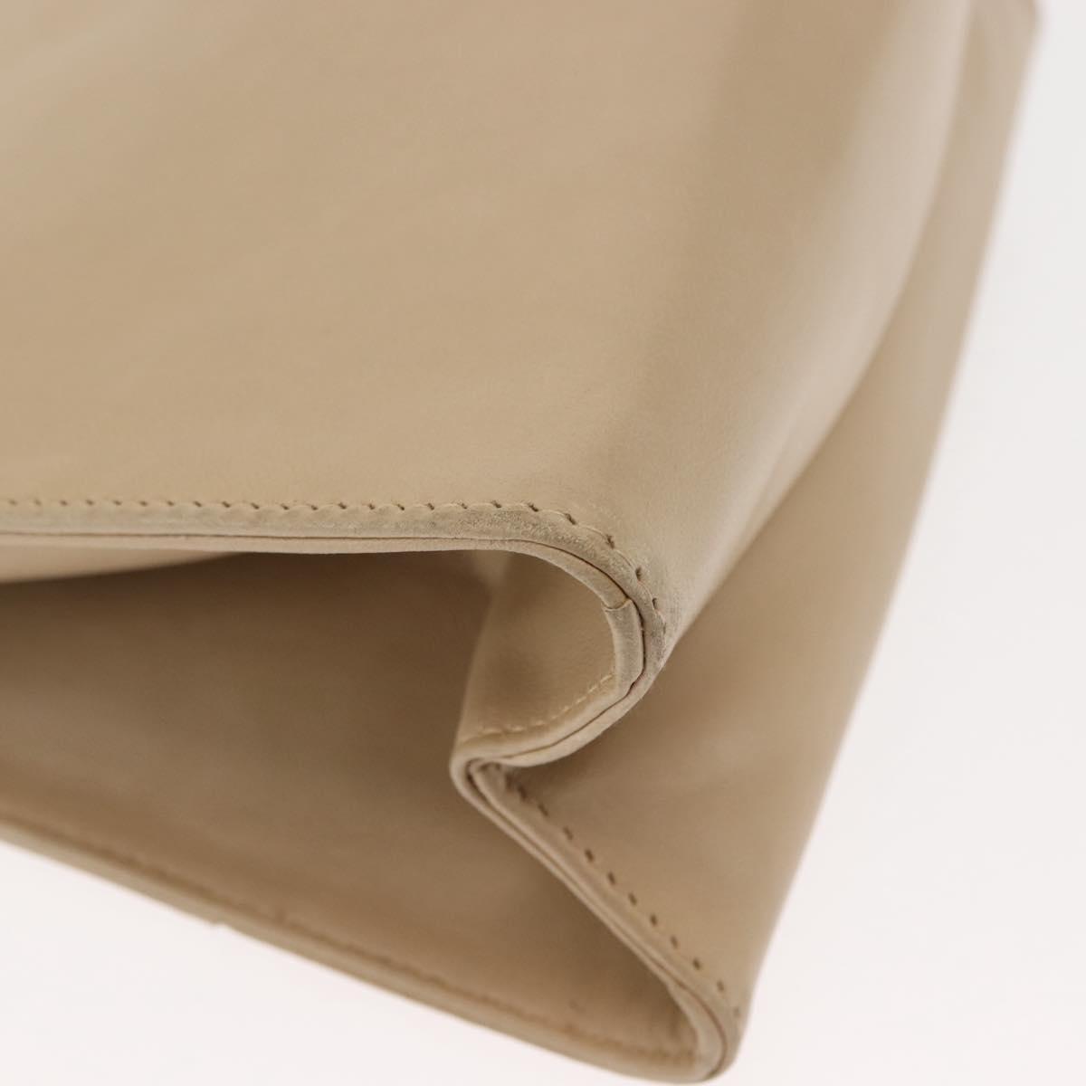 Salvatore Ferragamo Chain Shoulder Bag Leather Beige Auth BA6805