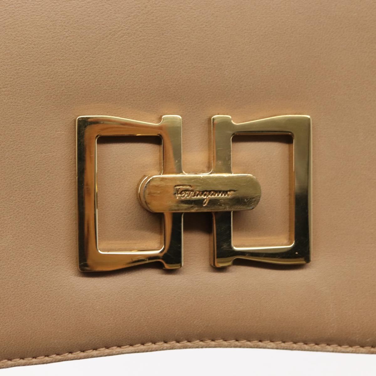 Salvatore Ferragamo Vala Shoulder Bag Leather Beige Auth BA6806