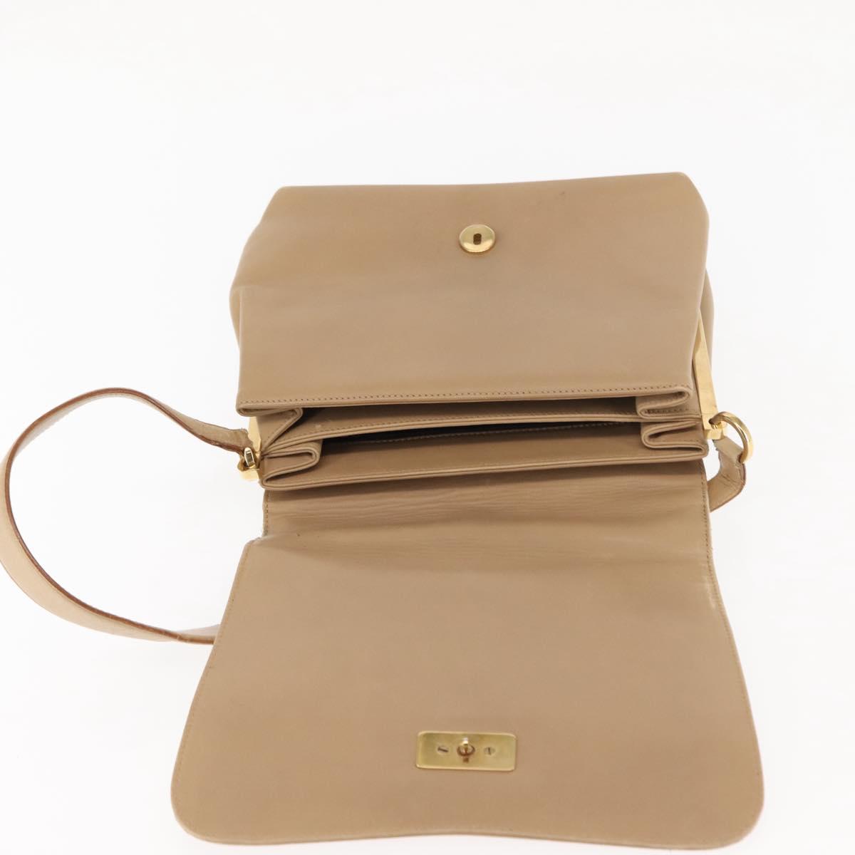 Salvatore Ferragamo Vala Shoulder Bag Leather Beige Auth BA6806